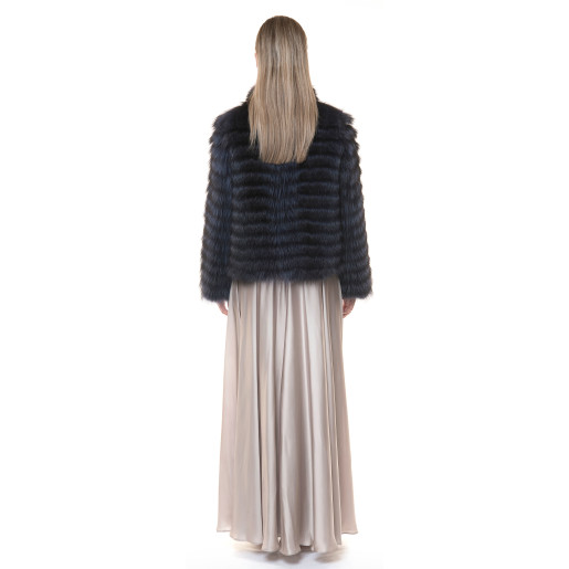 Jacheta blana naturala raton, negru-albastrui, 60cm