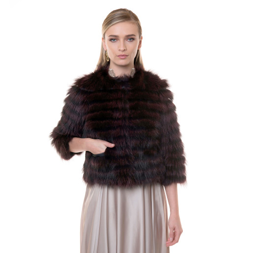 Jacheta blana naturala raton, negru-visiniu, 50cm