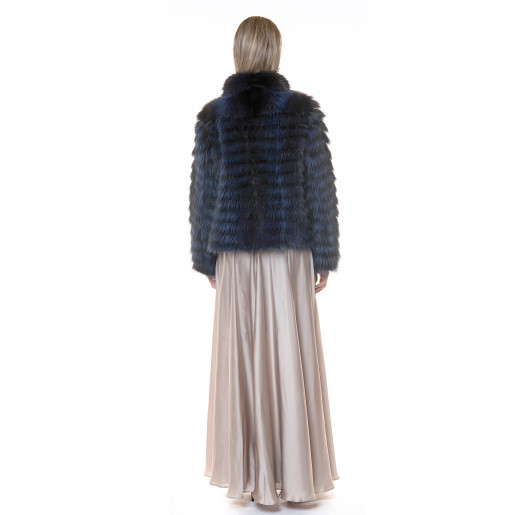 Jacheta blana naturala raton, negru-albastrui, 60cm