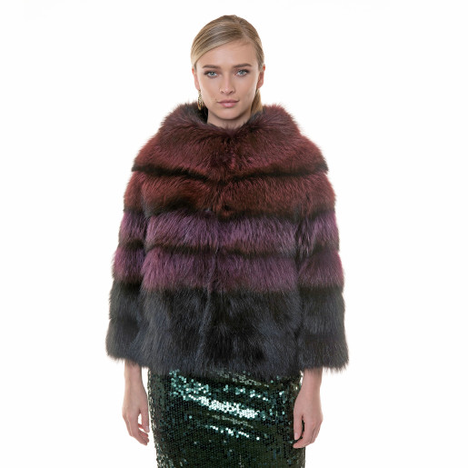 Jacheta blana naturala raton, negru-visiniu, 60cm