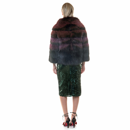 Jacheta blana naturala raton, negru-visiniu, 60cm