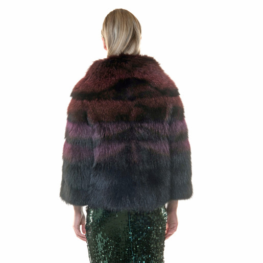 Jacheta blana naturala raton, negru-visiniu, 60cm