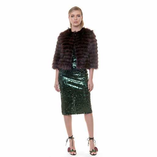 Jacheta blana naturala raton, negru-visiniu, 50cm