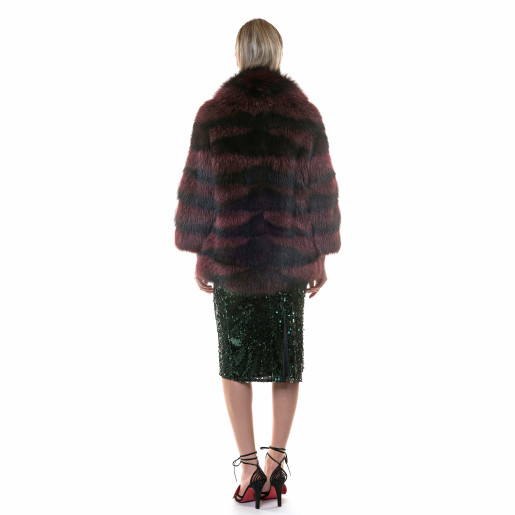 Haina blana naturala raton, negru-visiniu, 60cm