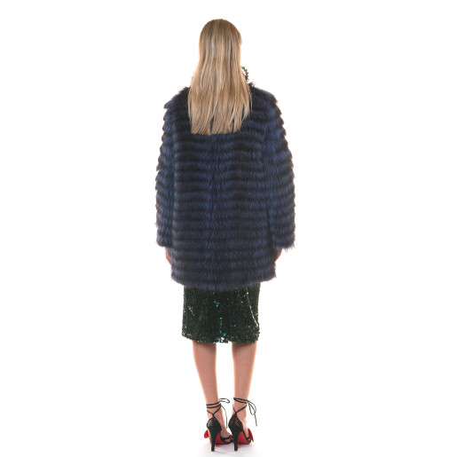 Haina blana naturala raton, negru-albastrui, 85cm