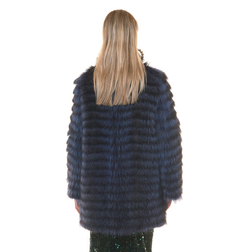 Haina blana naturala raton, negru-albastrui, 85cm