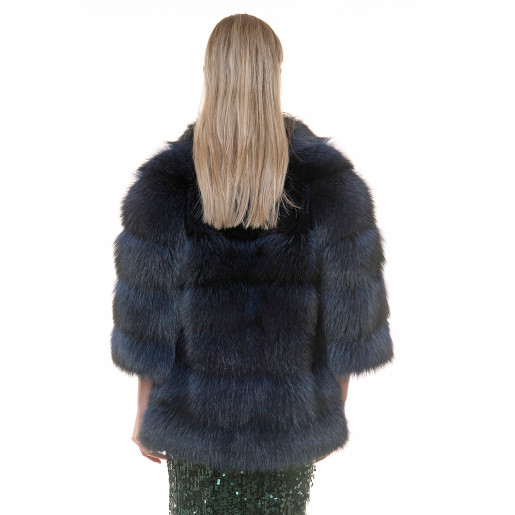 Jacheta blana naturala raton, negru-albastrui, 70cm