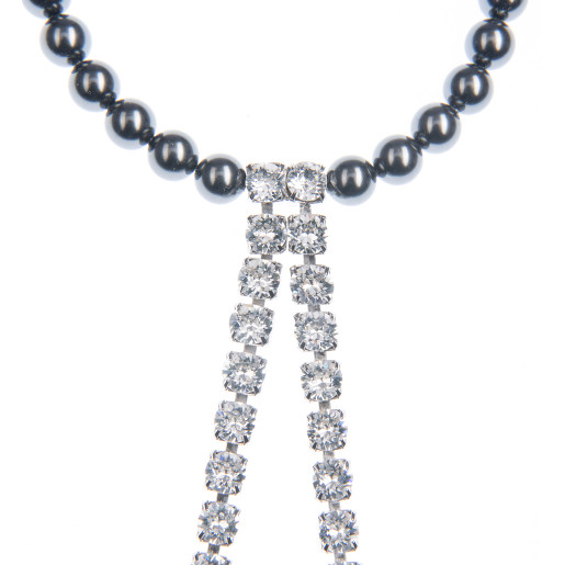 Colier Amma perle Swarovski Jet Pearl, cristale Swarovski