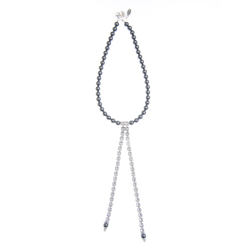 Colier Amma perle Swarovski Jet Pearl, cristale Swarovski