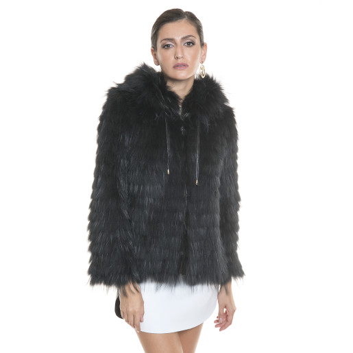 Jacheta blana naturala raton cu gluga