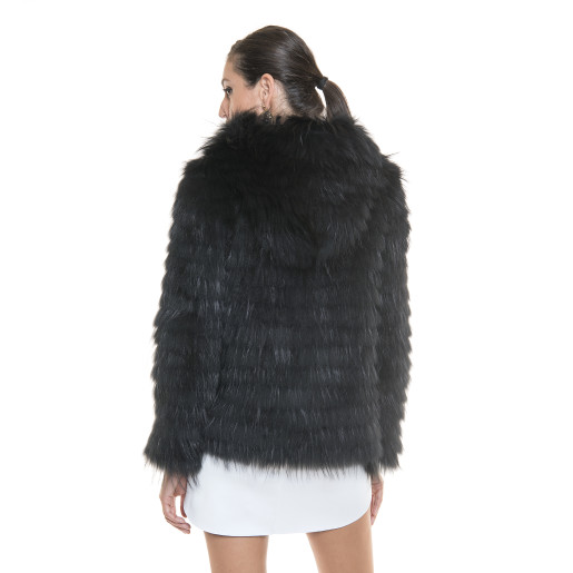 Jacheta blana naturala raton cu gluga