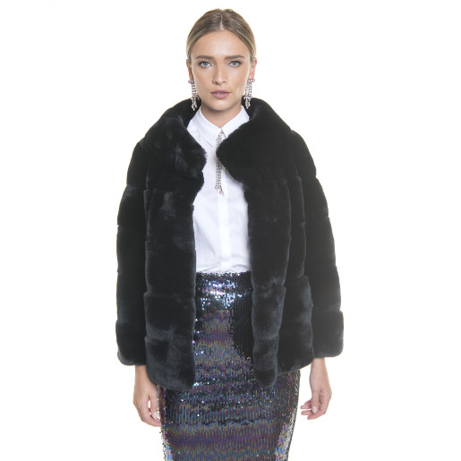 Haina blana naturala  rex chinchilla, 60 cm, culoare neagra