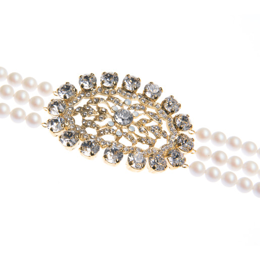 Colier Clarisa perle Swarovski White Pearl, cristale Swarovski