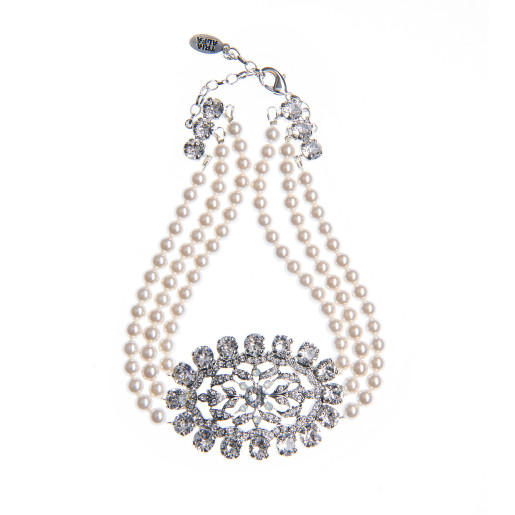 Colier Clarisa perle Swarovski White Pearl, cristale Swarovski