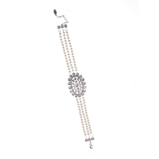 Colier Clarisa perle Swarovski White Pearl, cristale Swarovski