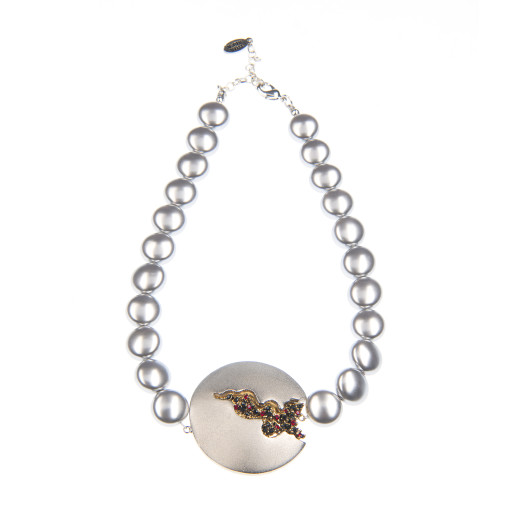 Colier Selena perle Swarovski Grey Pearl, cristale Swarovski