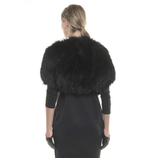 Natural fox fur cape, elastic, black