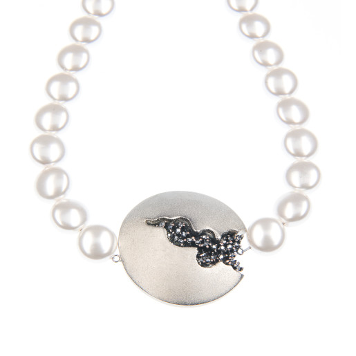 Colier Selena perle Swarovski White Pearl, cristale Swarovski