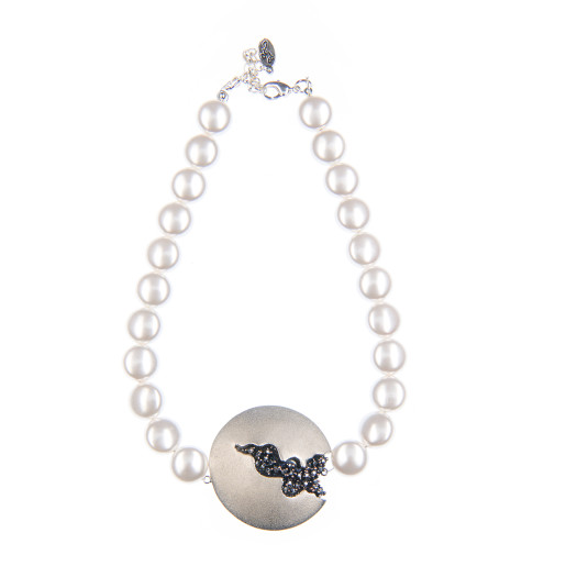 Colier Selena perle Swarovski White Pearl, cristale Swarovski