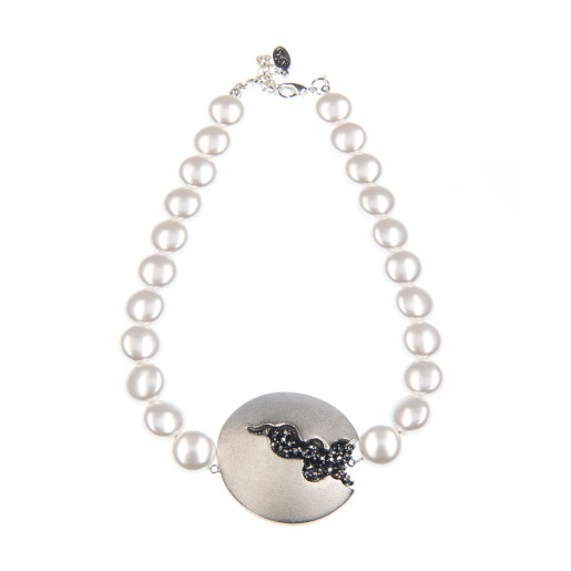 Colier Selena perle Swarovski White Pearl, cristale Swarovski