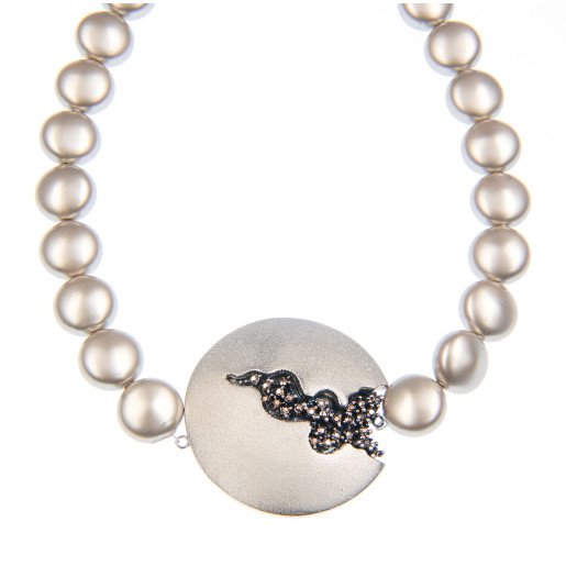 Colier Selena perle Swarovski Platinum Pearl, cristale Swarovski