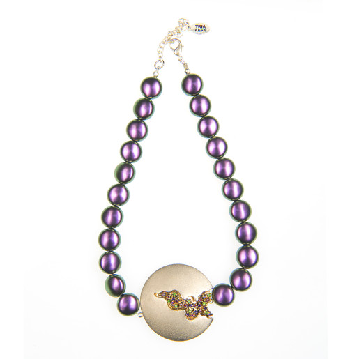 Colier Selena perle Swarovski Purple Pearl, cristale Swarovski