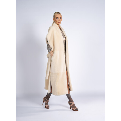 Vesta maneci scurte cu cordon, bej, 120cm