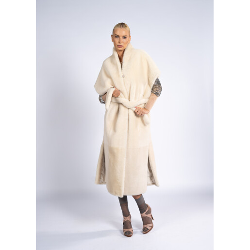 Vesta maneci scurte cu cordon, bej, 120cm