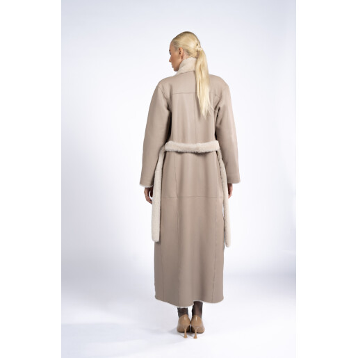 Palton blana naturala miel, reversibila, bej, 120cm