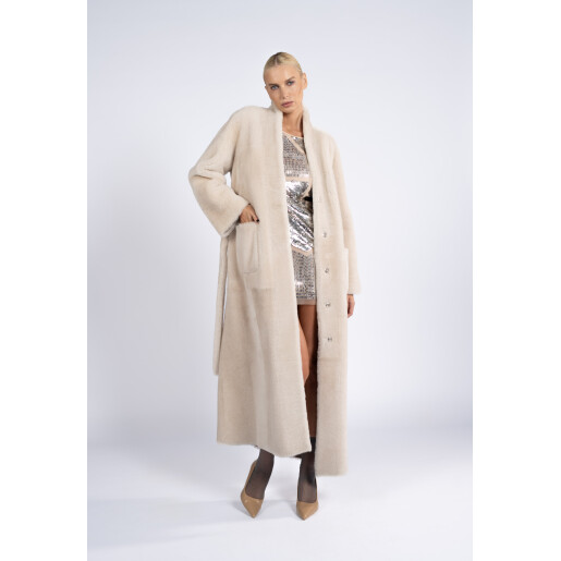 Palton blana naturala miel, reversibila, bej, 120cm