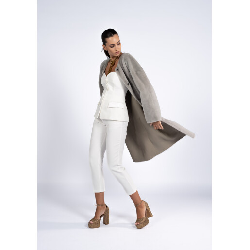 Palton reversibil shearling, gri, 80cm