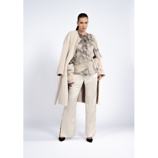 Haina shearling off white, cu cordon, 90cm
