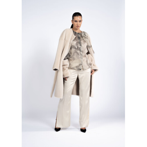 Haina shearling off white, cu cordon, 90cm