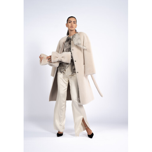 Haina shearling off white, cu cordon, 90cm