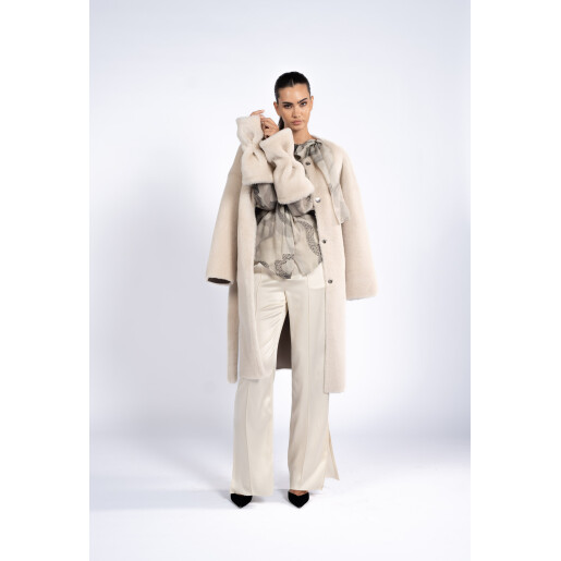 Haina shearling off white, cu cordon, 90cm