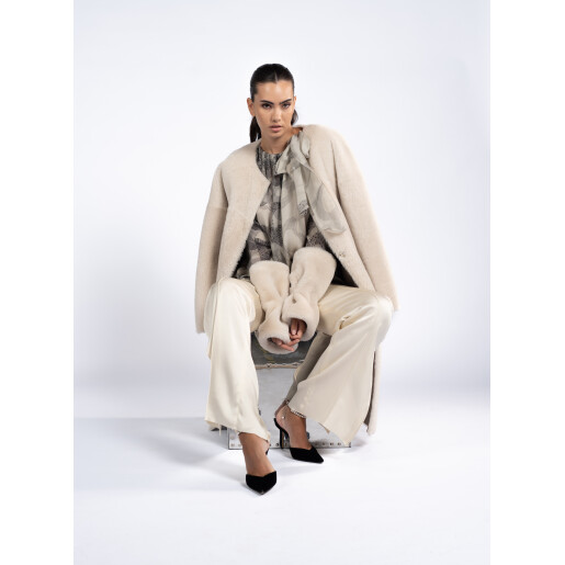 Haina shearling off white, cu cordon, 90cm