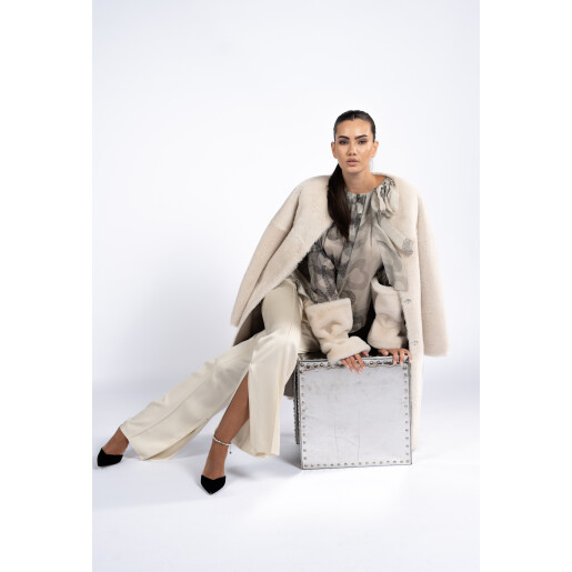 Haina shearling off white, cu cordon, 90cm