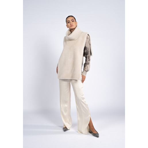 Haina shearling cu cordon, off white, 90cm
