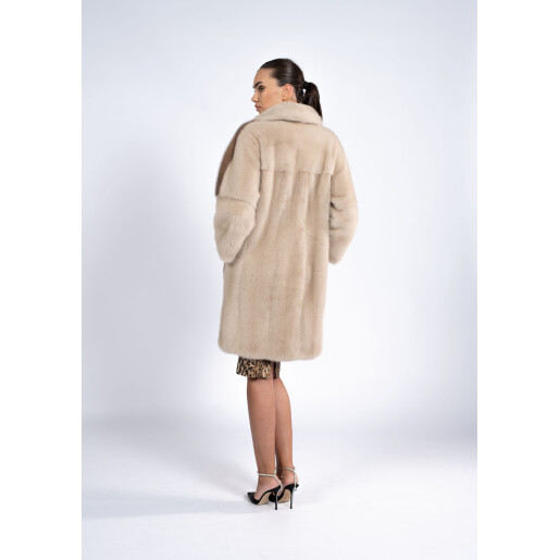 Haina blana naturala vizon duo culori. maro-bj, 90cm