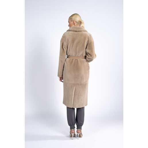 Haina shearling reversibila cu cordon, bej-rose, 90cm