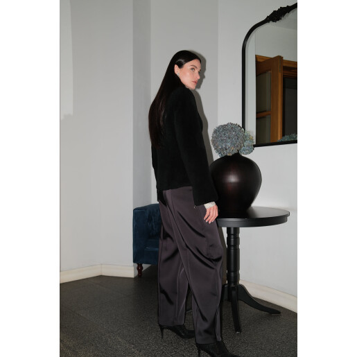 Jacheta sport shearling cu fermoar, negru, 50cm