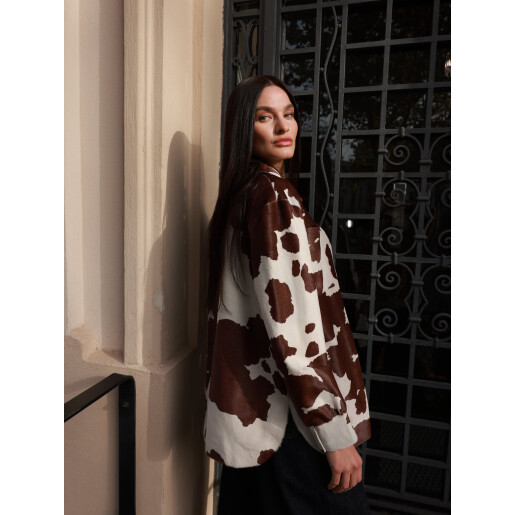 Camasa tip sacou din cavalinno (ponei), cow print, 65cm