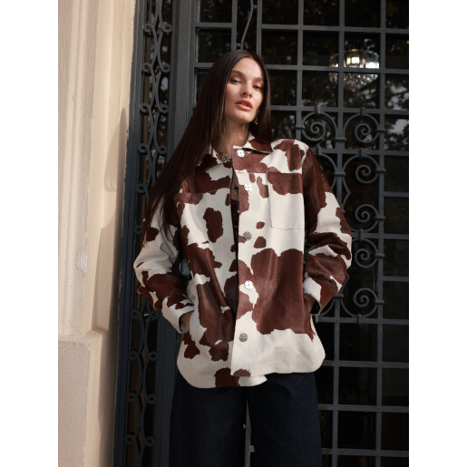 Camasa tip sacou din cavalinno (ponei), cow print, 65cm