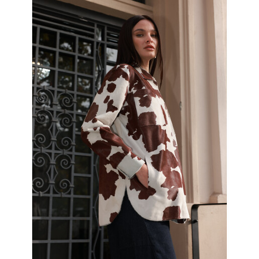 Camasa tip sacou din cavalinno (ponei), cow print, 65cm