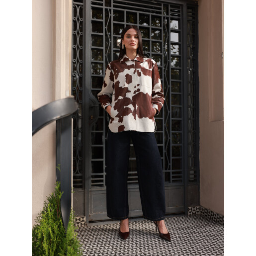 Camasa tip sacou din cavalinno (ponei), cow print, 65cm