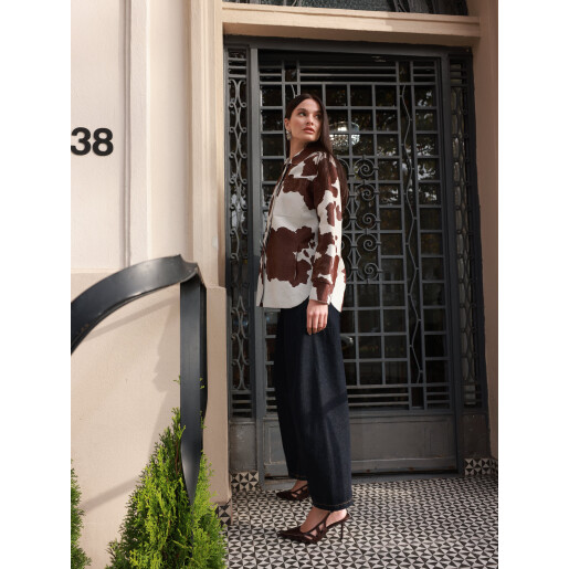 Sacou print cow din ponei, buzunare aplicate, 65cm