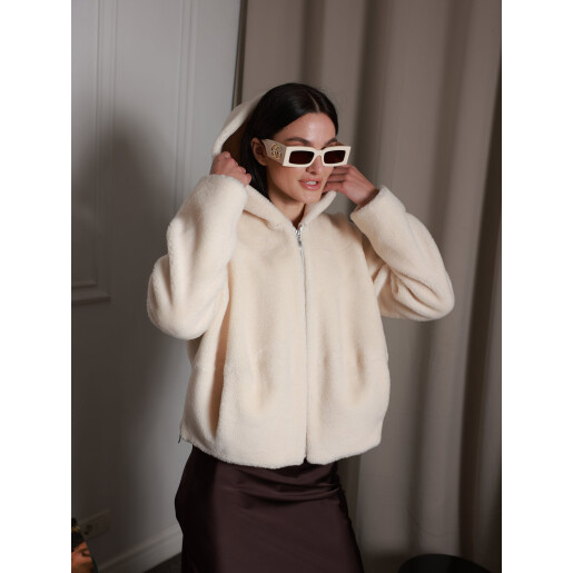 Bomber wool shearling off white