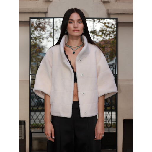 Jacheta blana tip lana miel Australian 