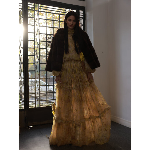 Jacheta din blana naturala vizon, maro, 50cm