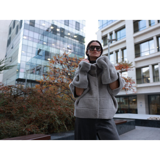 Jacheta shearling reversibila merinos spaniol, 50cm